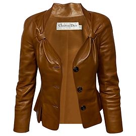 Giacca Bar Christian Dior in pelle marrone Marrone
