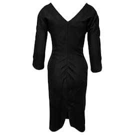 Alexander Mcqueen-Alexander McQueen Midi Dress in Black Wool-Black