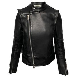 Sacai Luck Moto-Style Jacket in Black Leather Black