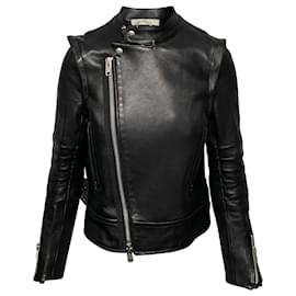 Sacai-Sacai Luck Moto-Style Jacket in Black Leather-Black