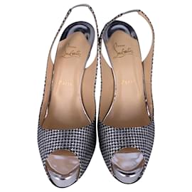 Christian Louboutin-Christian Louboutin No Prive 120 Heels in Silver Leather-Silvery