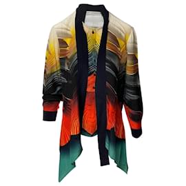 Mary Katrantzou-Mary Katrantzou Flight Feather Print Bluse aus mehrfarbiger Seide-Mehrfarben