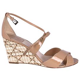 Christian Dior Escapade Wedge Heels in Beige Leather Beige