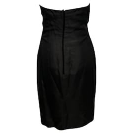 Valentino-Mini abito senza spalline arricciato Valentino in seta nera-Nero