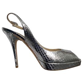 Escarpins Jimmy Choo Clue Peep Toe à bride arrière en cuir doré métallisé Doré Métallisé