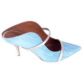 Autre Marque-Malone Souliers Maureen 70mm Heels in Blue Silk-Blue