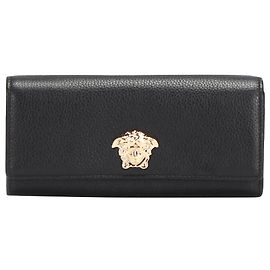 Versace Black Medusa Leather Long Wallet Black