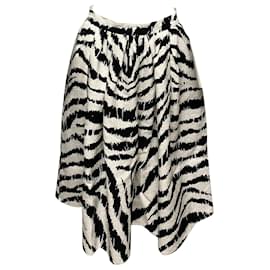 Msgm-MSGM Zebra Print Midi Skirt in Black and White Viscose-Other