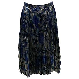 Christopher Kane – Metallic-Plissee-Midirock aus blauer Seide Blau