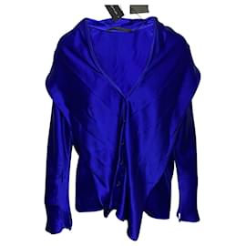 Haider Ackermann Drapiertes Hemd Dali in Blauer Seide Blau