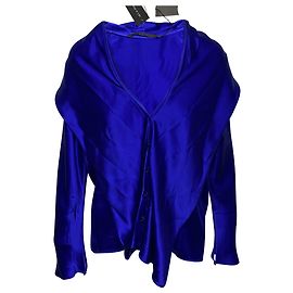 Haider Ackermann Dali Chemise Drapée en Soie Bleue Bleu