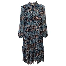 Ulla Johnson-Ulla Johnson Seraphina Floral Midi Dress in Multicolor SIlk-Multiple colors