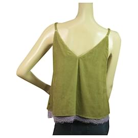 Scotch and Soda-Scotch & Soda Camisola camisola sin mangas de encaje morado de terciopelo verde Talla XS-Verde