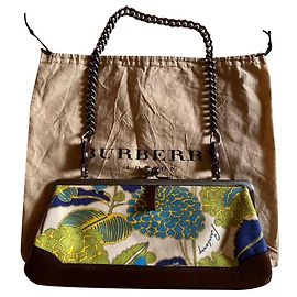Bolsa de mão Burberry em couro e tecido multicolorida Multicor