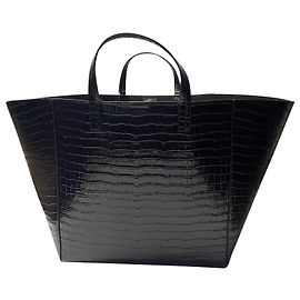 Joseph Crocodile Effect Tote Bag mit Beutel aus braunem Lackleder Braun