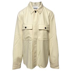 Jil Sander Concealed Fastening Shirt Jacket in Cream Wool White