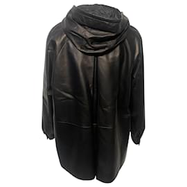 Prada-Prada Oversized Caban Jacket in Black Lambskin Leather-Black