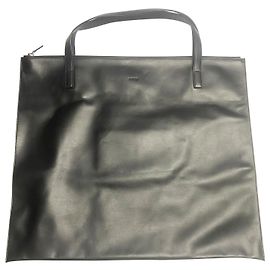 Jil Sander Debossed Logo Tote em Couro Preto Preto