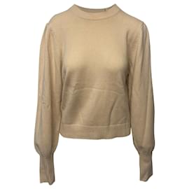 Chloé-Suéter bordado com nervuras Chloé em cashmere creme-Branco,Cru