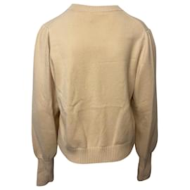 Chloé-Suéter bordado com nervuras Chloé em cashmere creme-Branco,Cru