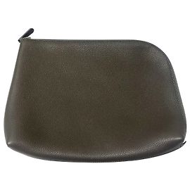 The Row Medium Square Pochette en Cuir de veau Noir Cuir Gris