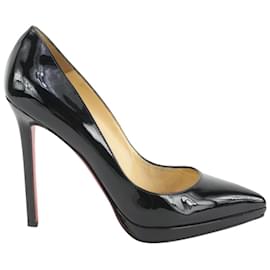 Christian Louboutin-Women's 30 Black Patent Leather Pigalle Plato Red Bottom Heels-Other
