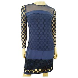 Diane Von Furstenberg Vestido de encaje DvF Enny con forro de seda Azul