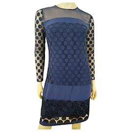 Diane Von Furstenberg DvF Enny Spitzenkleid mit Seidenfutter Blau