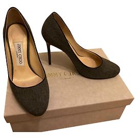 Jimmy Choo Esme Grey Cloth Pumps 36.5 Grey