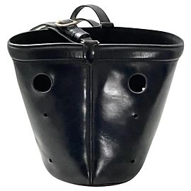 Hermès Vintage schwarze Feeder-Eimertasche Schwarz