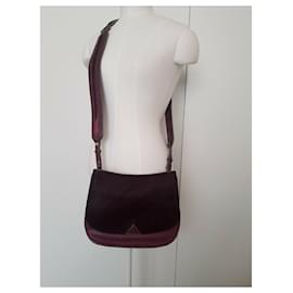 Brian Atwood-Crossbody bag in burgundy with ponyhair trim-Purple