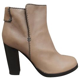 Botas de tornozelo Chloé em couro cinza e bege 39,5 Bege Cinza