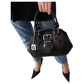 Fendi-Fendi Animal Style Purses Black upperr Print Canvas Leather Bag-Black