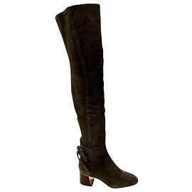 Tory Burch Over The Knee Boots in Brown Suede Brown