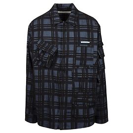 Off White Flanella di cotone a quadri Voyager Blu