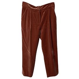 Brunello Cucinelli Calça Cortada com Pernas Retas em Veludo Rosa Rosa