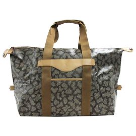 Yves Saint Laurent YSL Gray Printed PVC Duffle Bag Brown Beige Grey