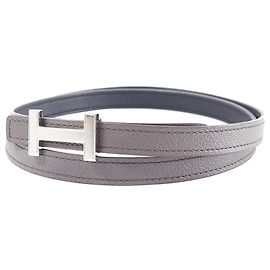 Hermès Hermes Grauer Constance Ledergürtel Silber Grau