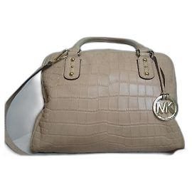 Michael Kors Beige Patent Leather Croco Style Handbag Beige