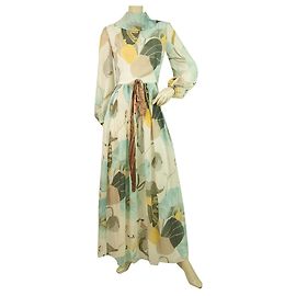 Frank Usher Multicolor Floral Langarm Maxi Langes Kleid Gr 138 Mehrfarben