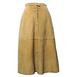 Y'S-Y's Suede Leather Skirt-Caramel