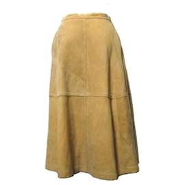 Y'S-Y's Suede Leather Skirt-Caramel