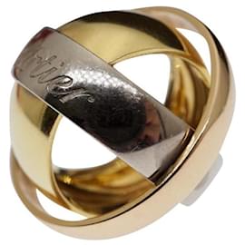 Cartier-Cartier Trinity Tri-Color Spinning Ring 18K White Rose & Yellow Gold-Gold hardware