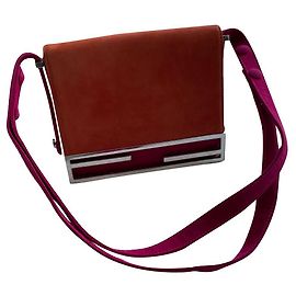 Bolsa Clutch Fendi Laranja e Fuchsia em Pele de Cervo Laranja Fuschia