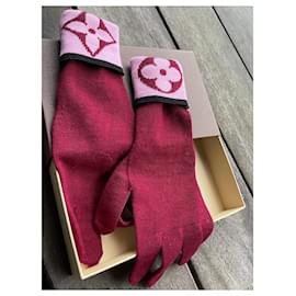 Louis Vuitton-Gloves-Pink,Dark red