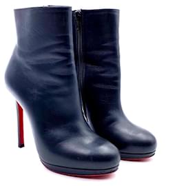 Christian Louboutin-Louboutin platform ankle boots in black leather-Black