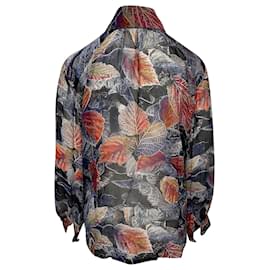 Chanel-Camisa Chanel Vintage Autumn Leaves em Seda Multicolor-Multicor