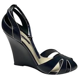 Ralph Lauren-Ralph Lauren Wedge Heels in Black Leather-Black