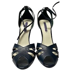 Ralph Lauren-Ralph Lauren Wedge Heels in Black Leather-Black