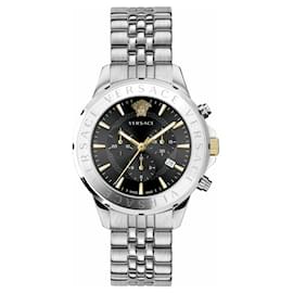 Versace-Chrono Signature Steel Watch-Silvery,Metallic